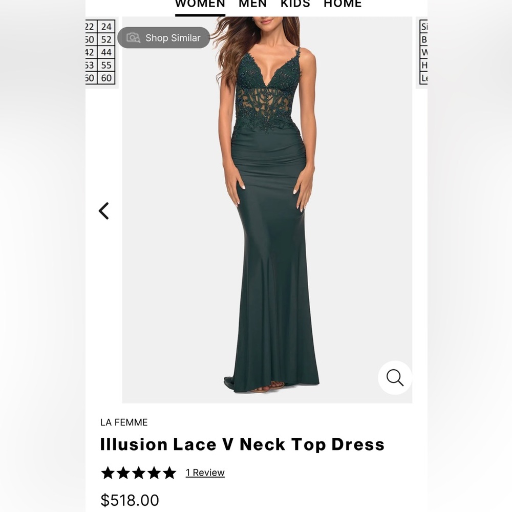 LA FEMME
NWT. Illusion Lace V Neck Top Dress